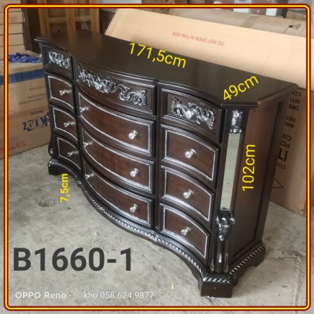B1660 - Bankston : Tủ Ngang 12 Ngăn Kéo Và Khung Gương